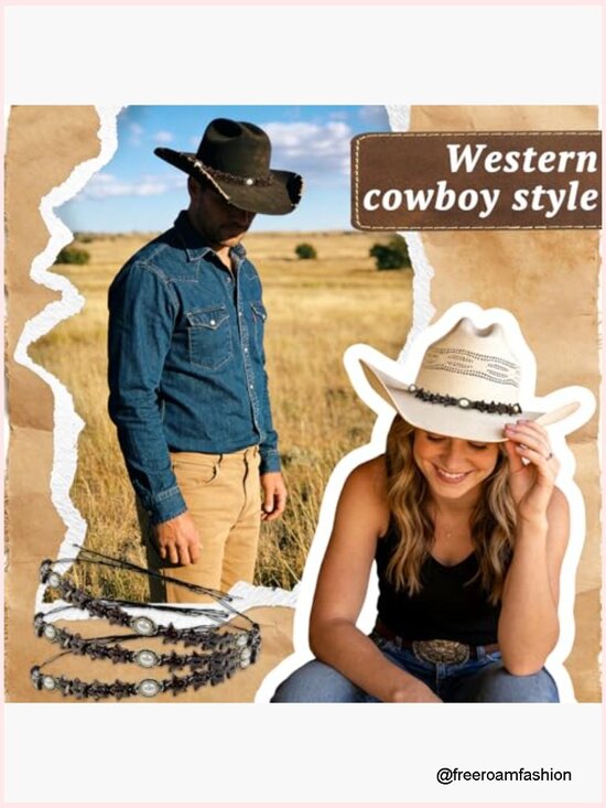 Handmade Cowboy Hat Band Replacement Pearl Hat Belt Fedora Panama main image 4